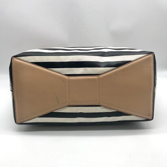 Kate Spade Black And White Leather Splash Out Striped Francis Tote - Picture 5 of 11